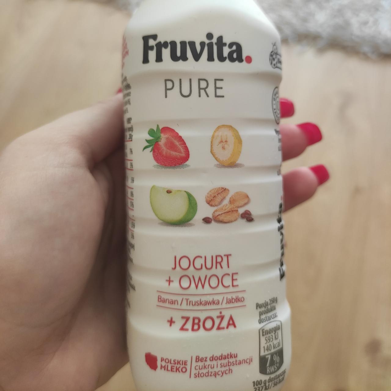 Zdjęcia - Jogurt + owoce banan truskawka jabłko zboża FruVita Pure