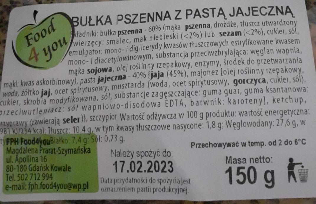 Zdjęcia - Bułka pszenna z pastą jajeczną Food 4 you