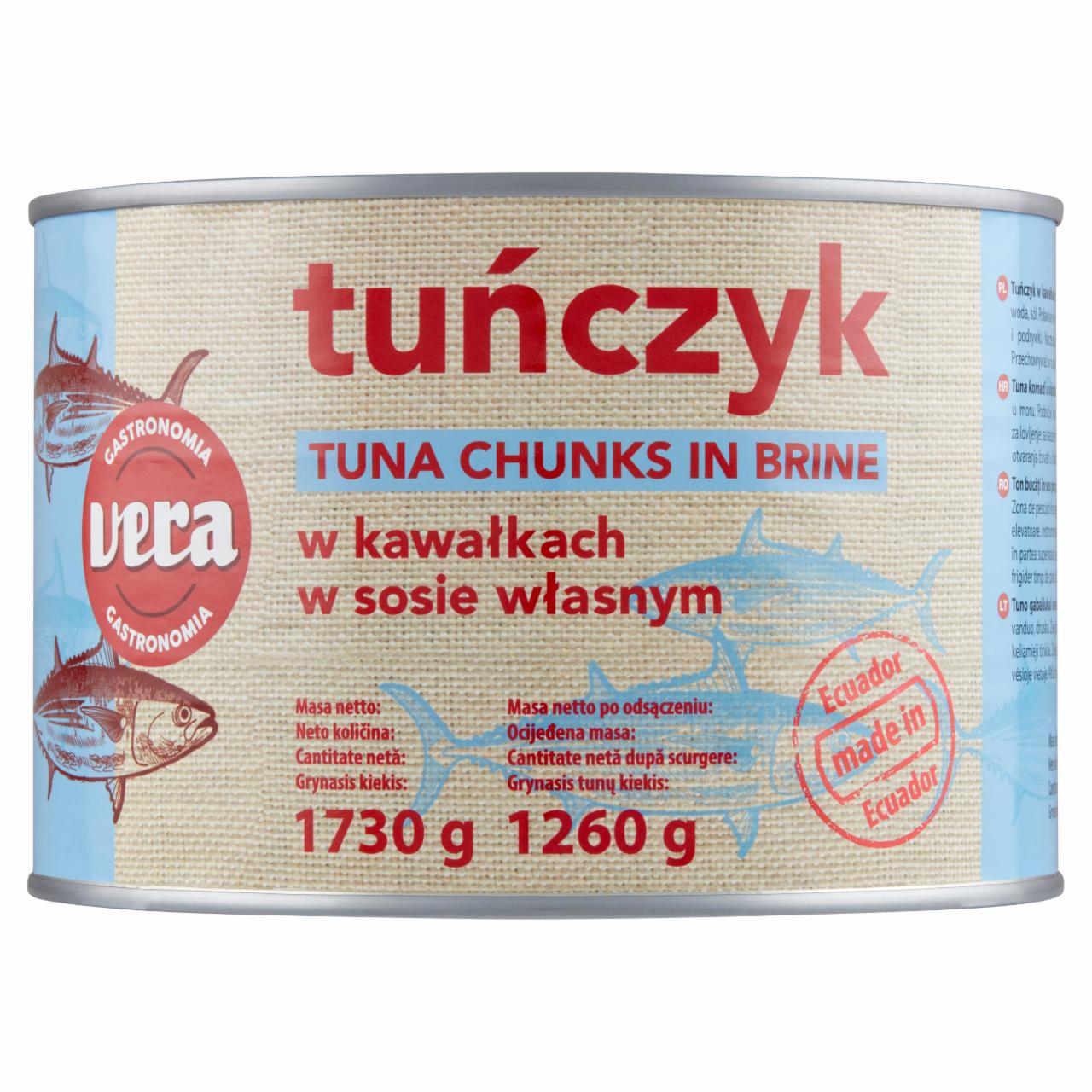 Zdjęcia - Vera Gastronomia Tuńczyk w kawałkach w sosie własnym 1730 g