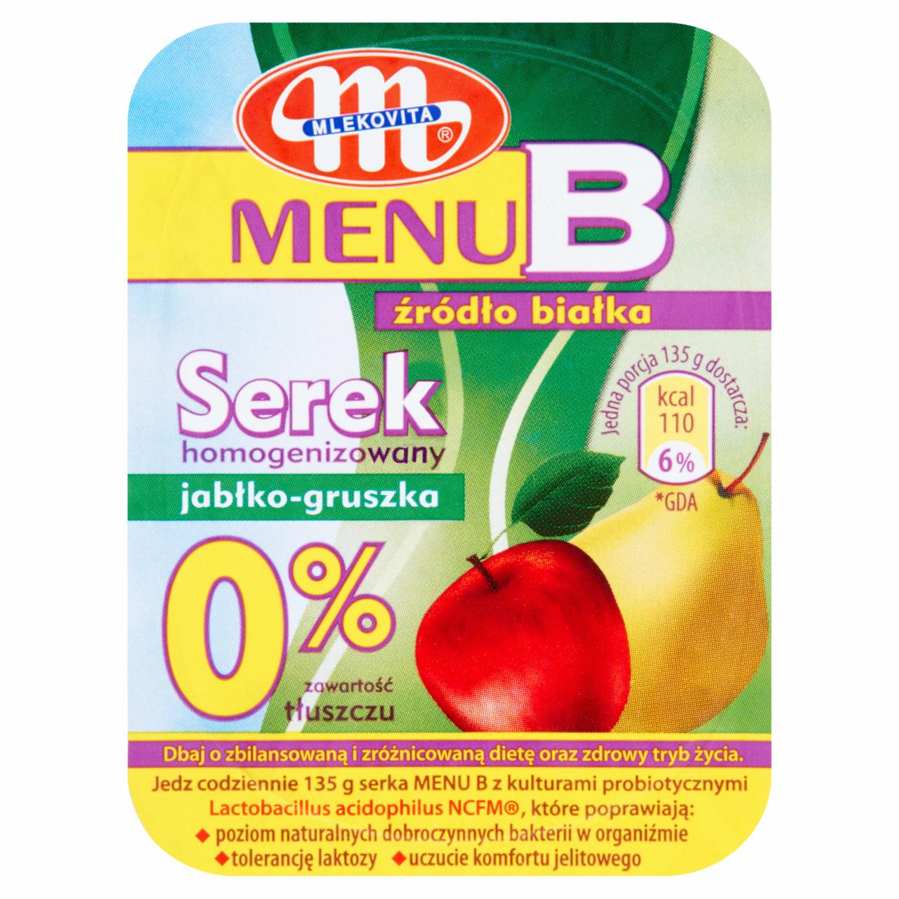 Zdjęcia - Mlekovita Menu B Serek homogenizowany jabłko-gruszka 135 g