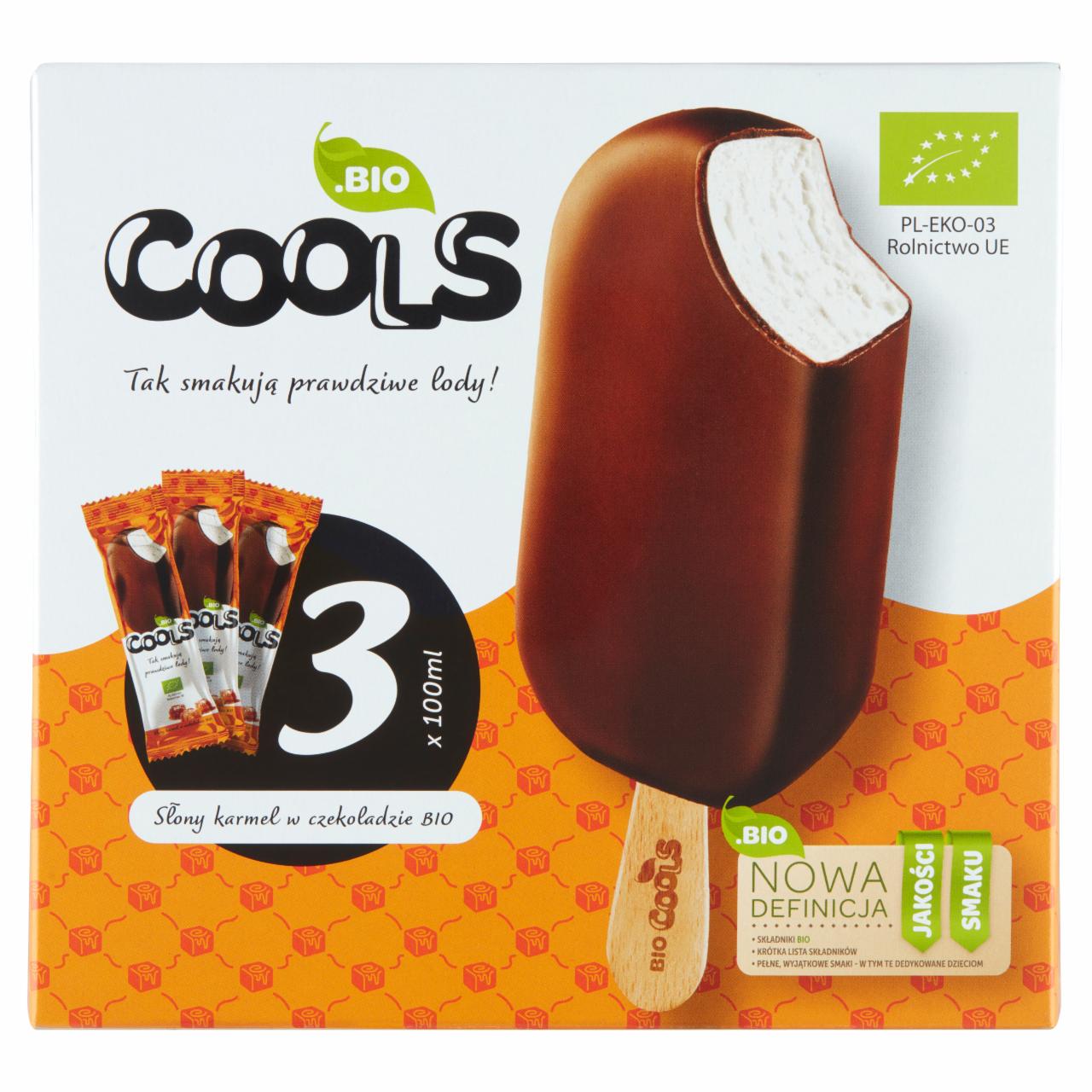 Zdjęcia - BIO Cools Lody o smaku słonego karmelu w czekoladzie Bio 300 ml (3 x 100 ml)