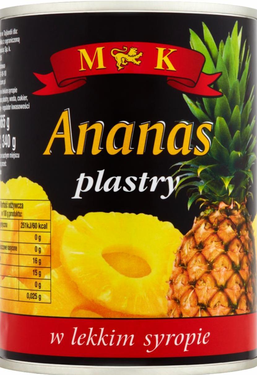 Zdjęcia - MK Ananas plastry w lekkim syropie 565 g
