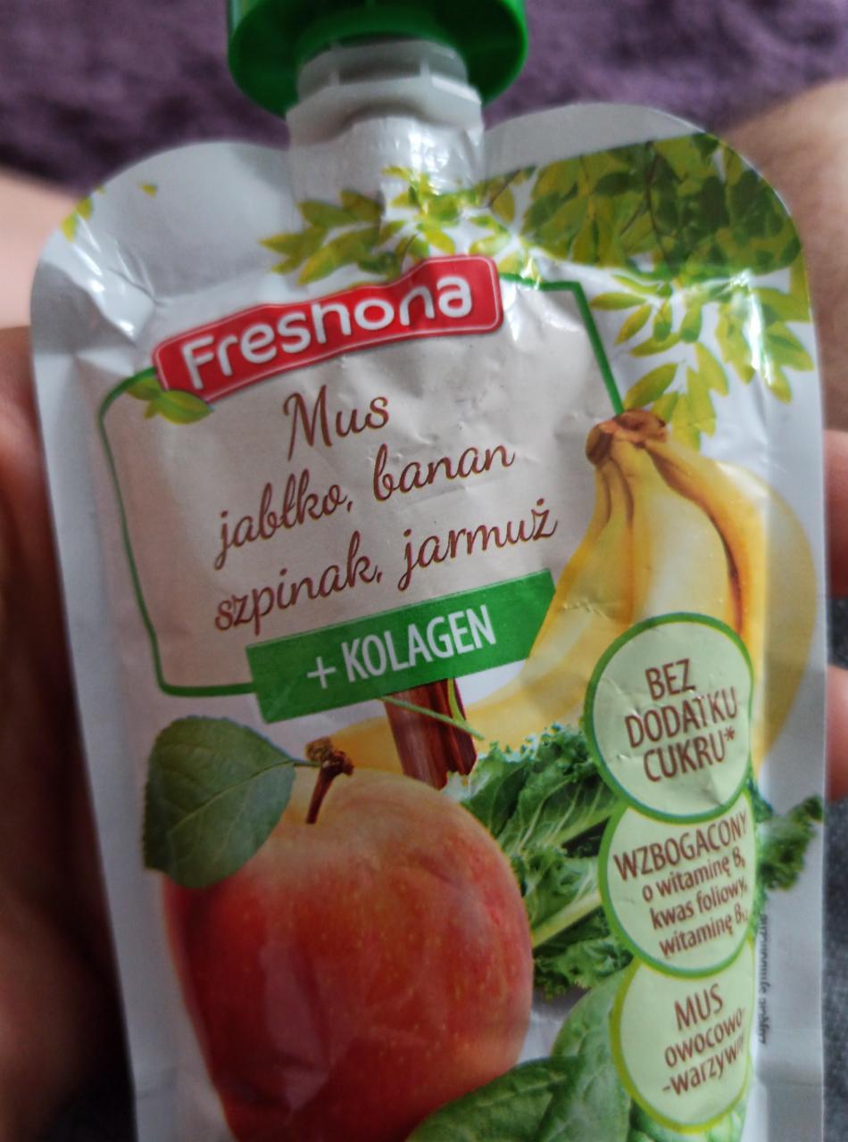 Zdjęcia - mus jabłko banan szpinak jarmuż freshona