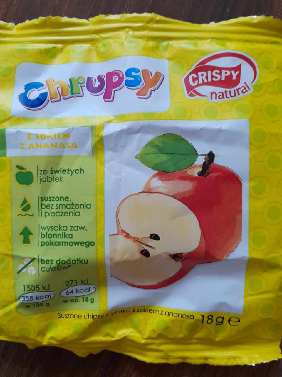 Zdjęcia - Crispy Natural Suszone plastry jabłek o smaku ananasowym 18 g