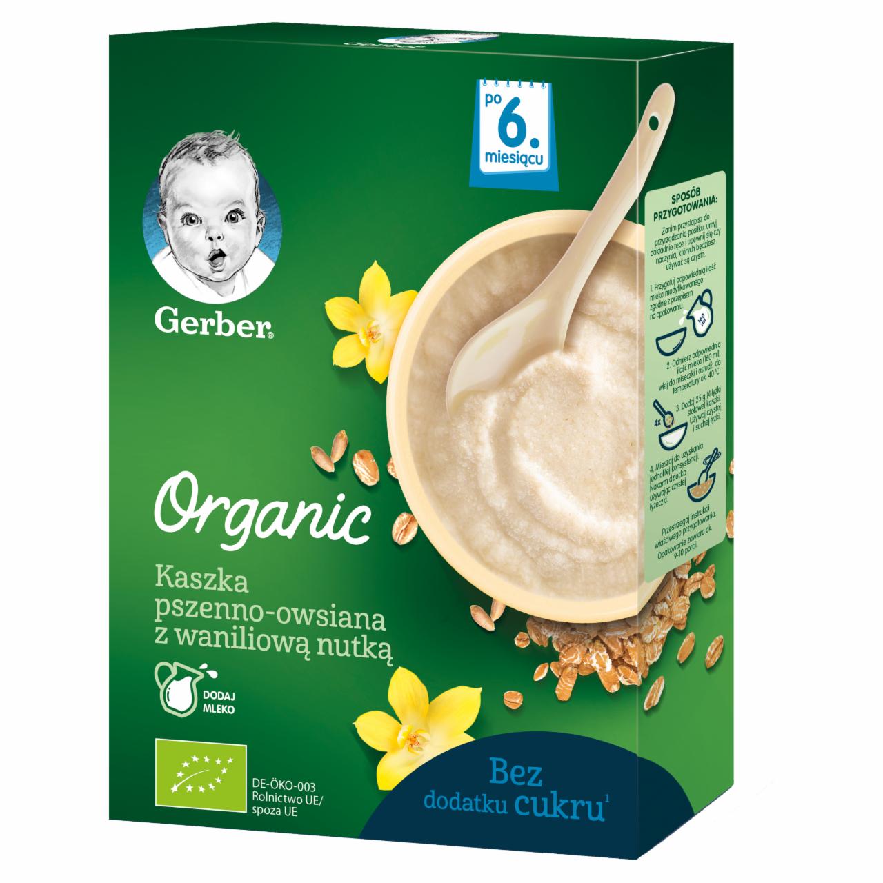 Zdjęcia - Gerber Organic Kaszka pszenno-owsiana z waniliową nutką dla niemowląt po 6. miesiącu 240 g