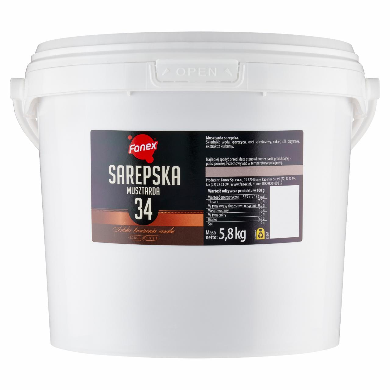 Zdjęcia - Fanex Musztarda sarepska 5,8 kg