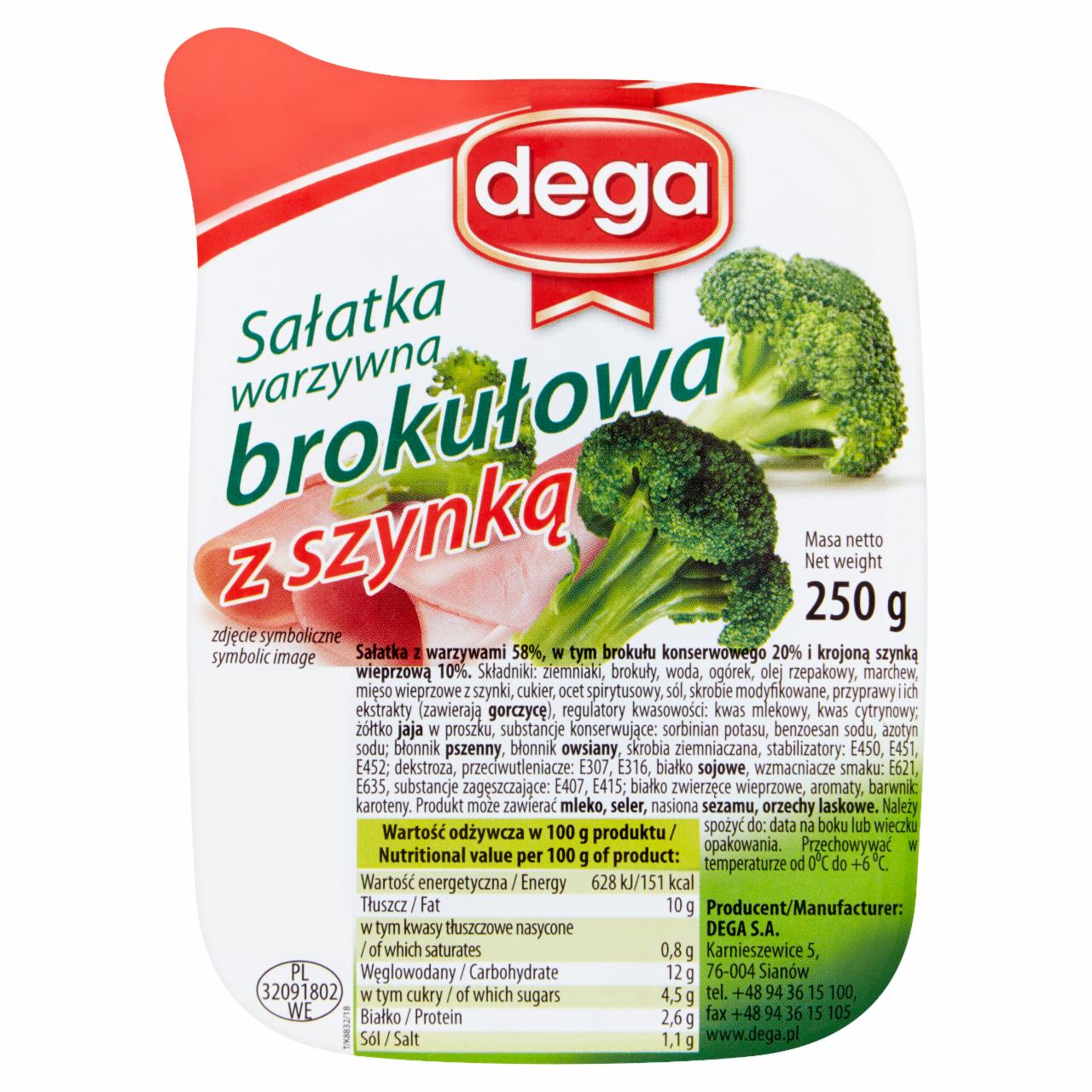 Zdjęcia - Sałatka warzywna brokułową z szynką 250 g Dega