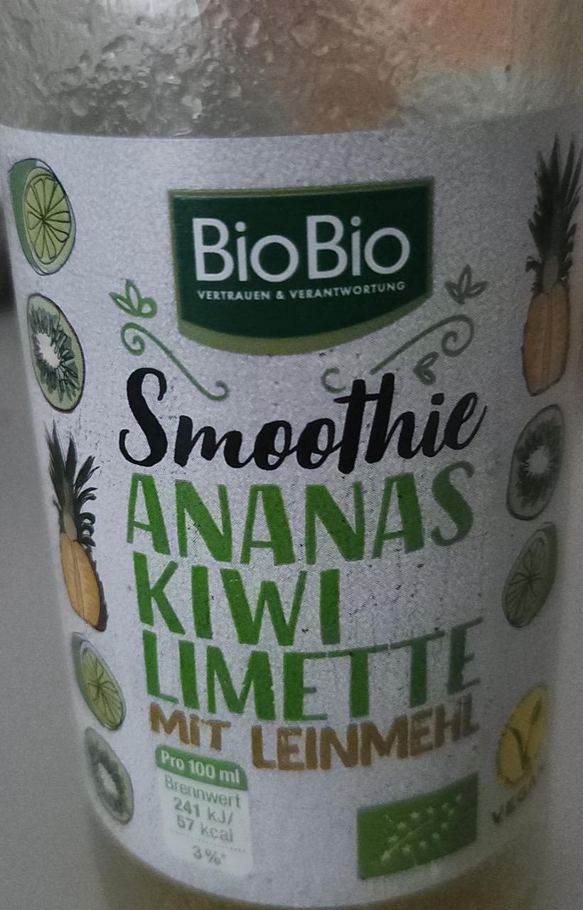 Zdjęcia - Smoothie ananas kiwi limette mit leinmehl BioBio