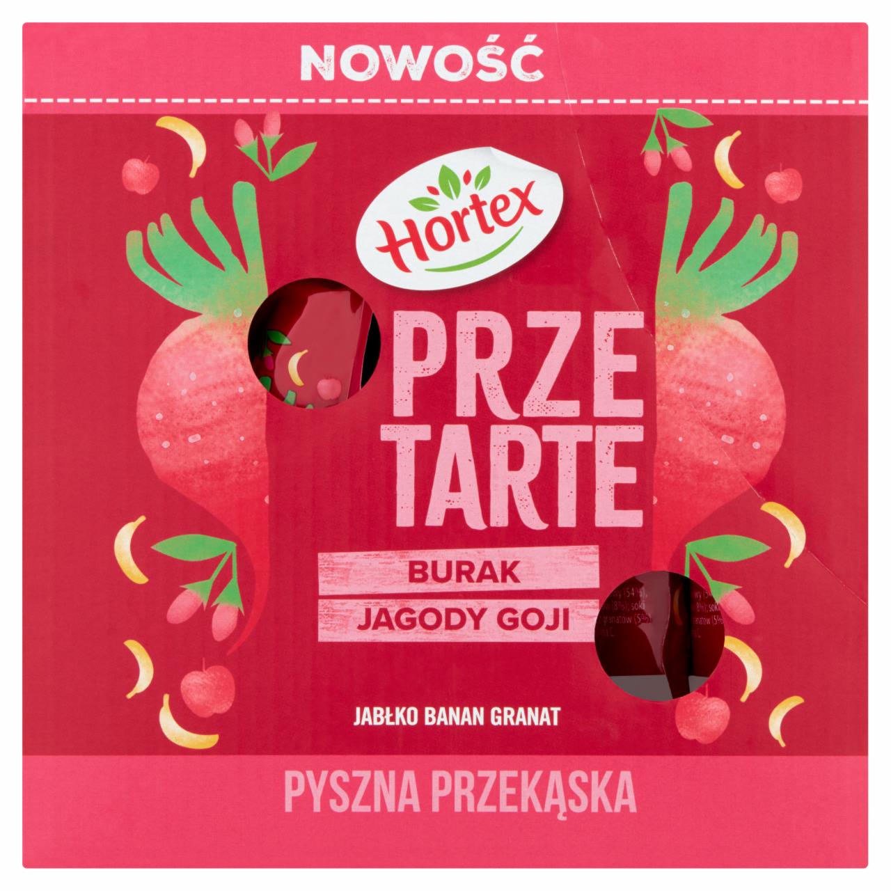 Zdjęcia - Hortex Przetarte Premium mus owocowo-warzywny jabłko banan burak granat jagody goji 12 x 100 g