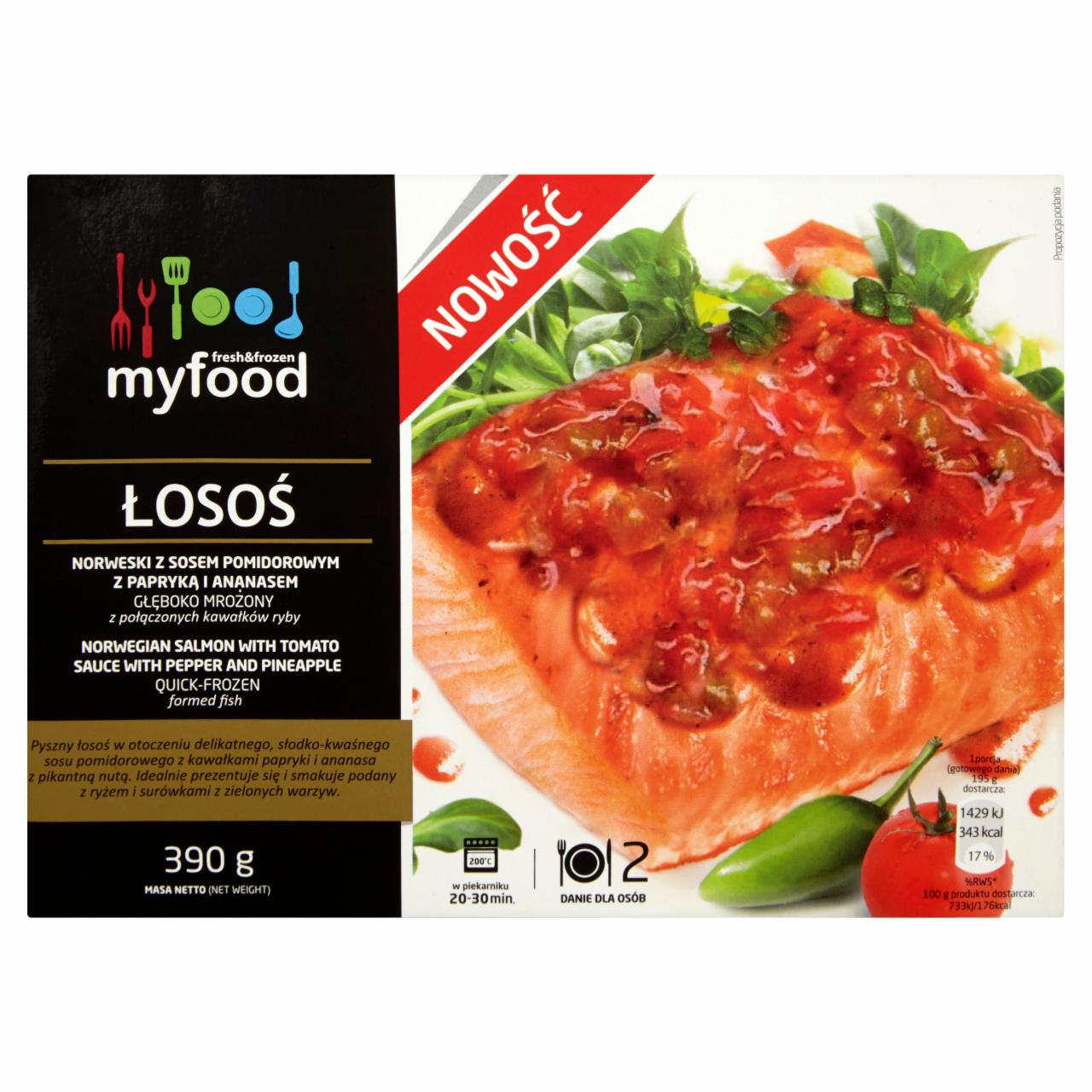 Zdjęcia - MyFood Łosoś norweski z sosem pomidorowym z papryką i ananasem 390 g