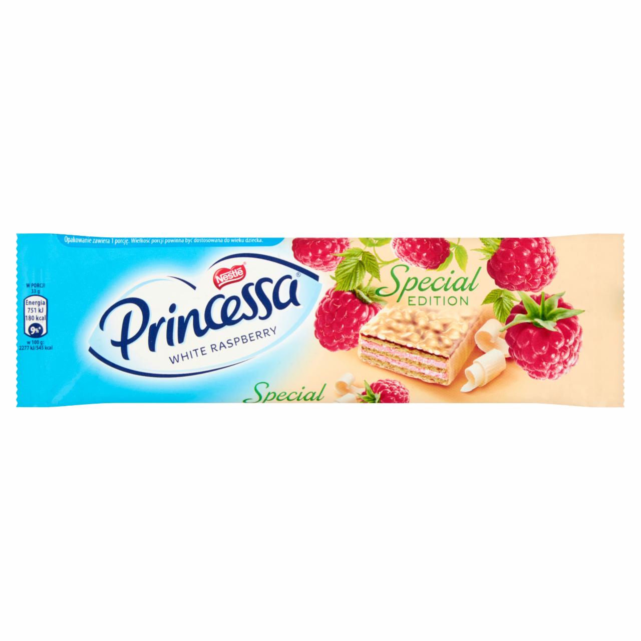 Zdjęcia - Princessa White Raspberry Wafel przekładany kremem malinowym oblany białą czekoladą 33 g