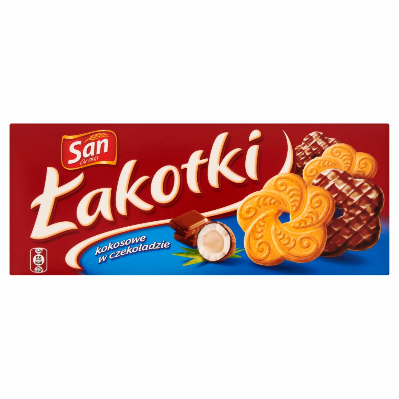 Zdjęcia - San Łakotki kokosowe w czekoladzie 190 g