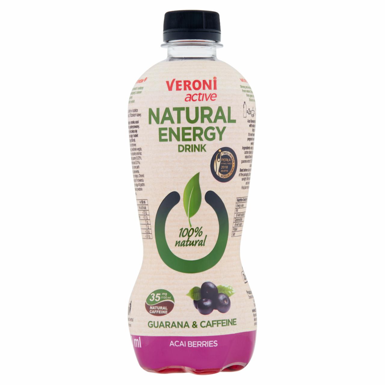 Zdjęcia - Veroni Active Natural Energy Drink Napój gazowany energetyzujący jagody acai 400 ml