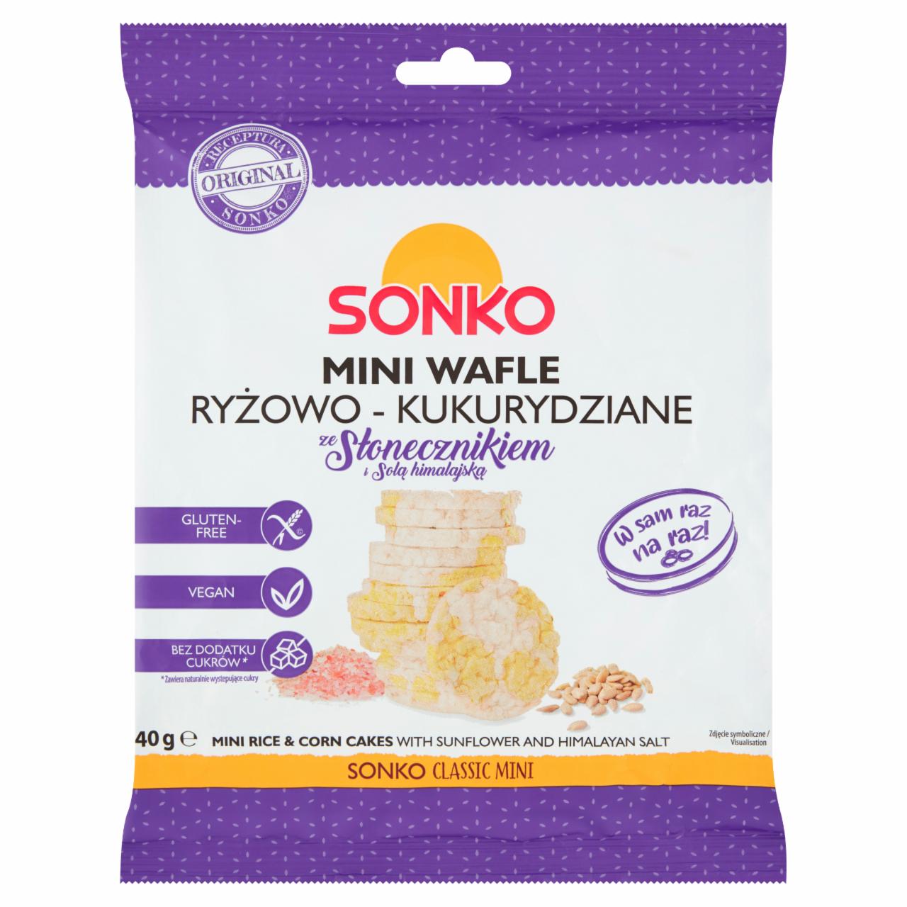 Zdjęcia - Sonko Mini wafle ryżowo-kukurydziane ze słonecznikiem i solą himalajską 40 g