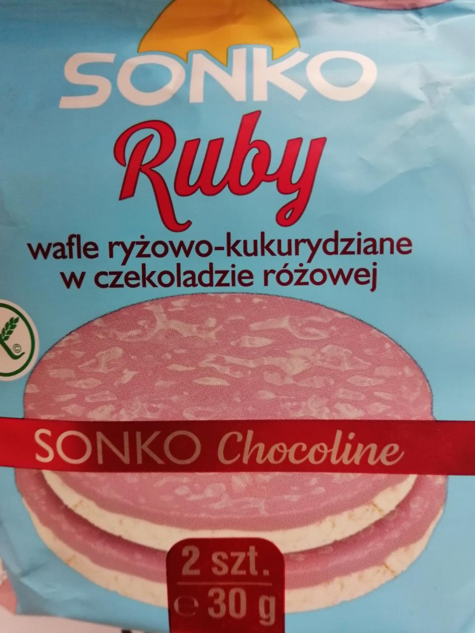 Zdjęcia - Sonko Wafle ryżowo-kukurydziane w czekoladzie różowej 30 g (2 sztuki)