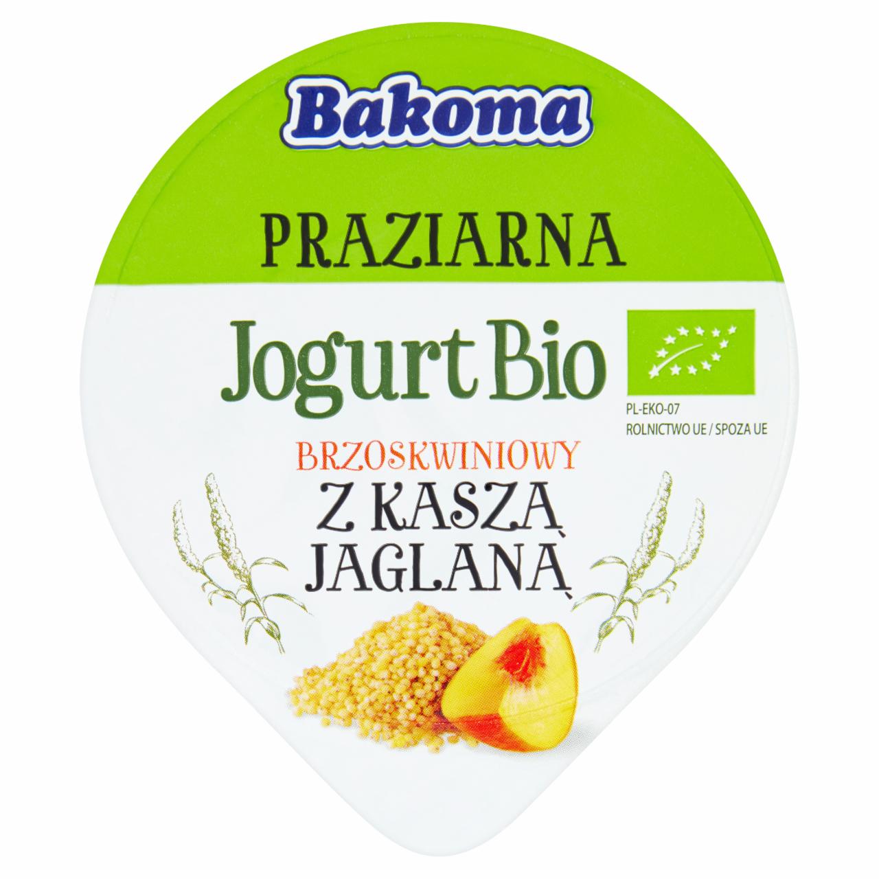 Zdjęcia - Bakoma Praziarna Jogurt Bio brzoskwiniowy z kaszą jaglaną 140 g
