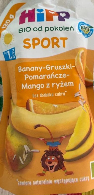 Zdjęcia - HiPP BIO Sport Mus owocowy po 1. roku banany-gruszki-pomarańcze-mango z ryżem 120 g