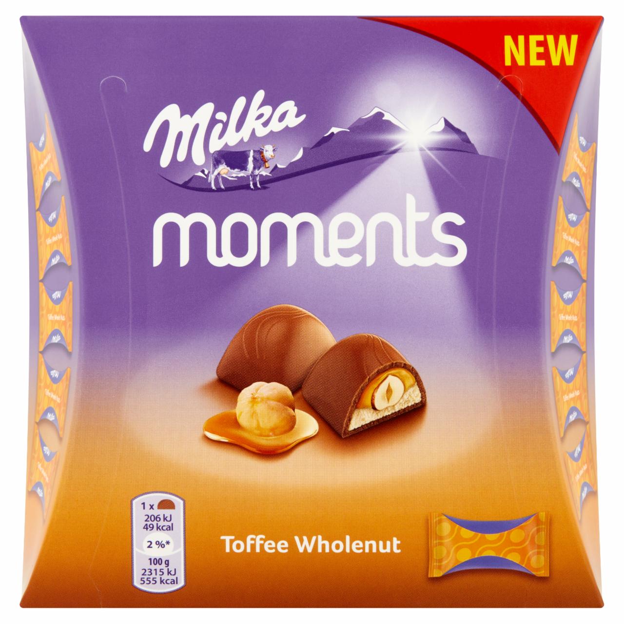 Zdjęcia - Milka Moments Czekolada mleczna Toffee Wholenut 97 g (11 sztuk)