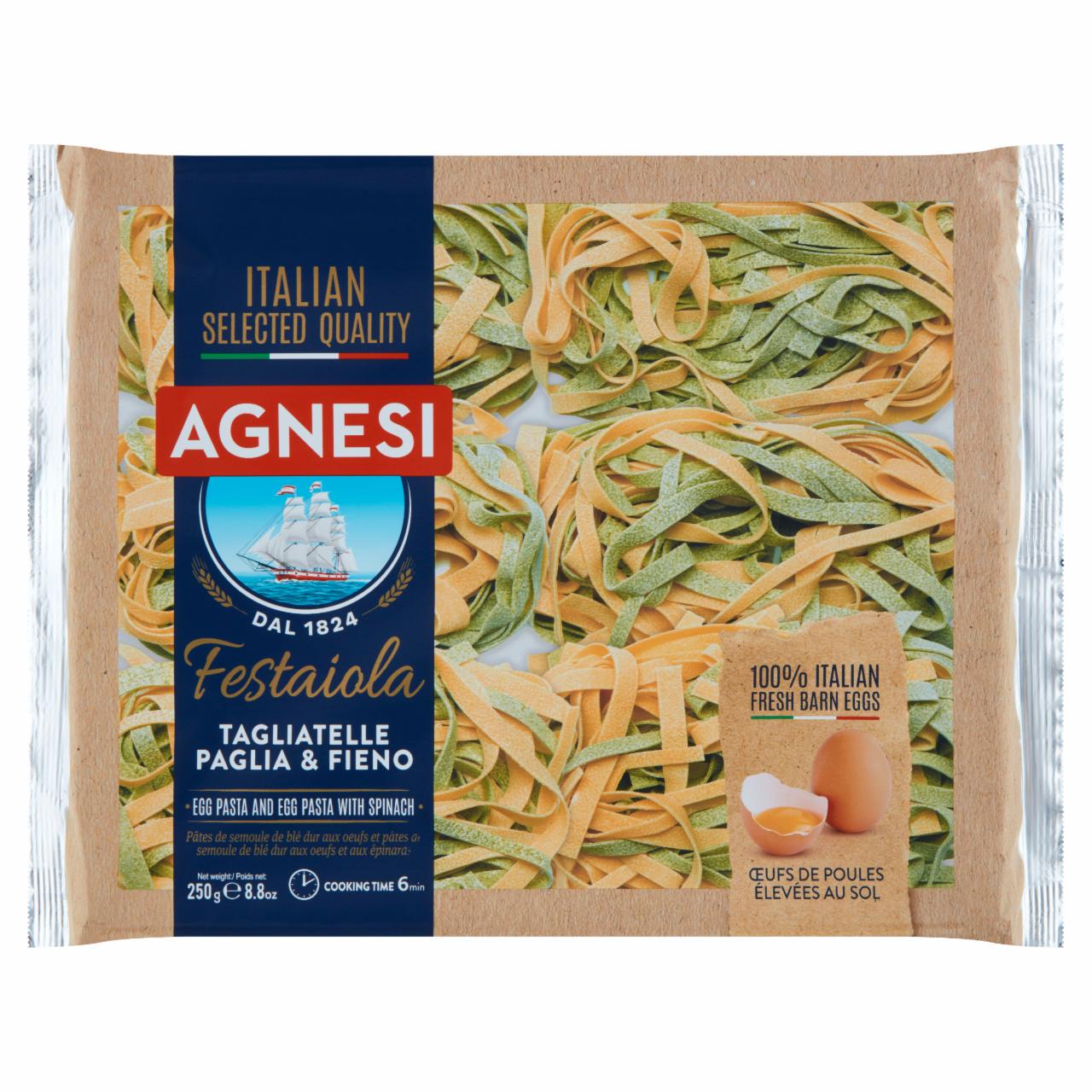 Zdjęcia - Agnesi Tagliatelle Paglia & Fieno Makaron jajeczny i makaron jajeczny ze szpinakiem 250 g