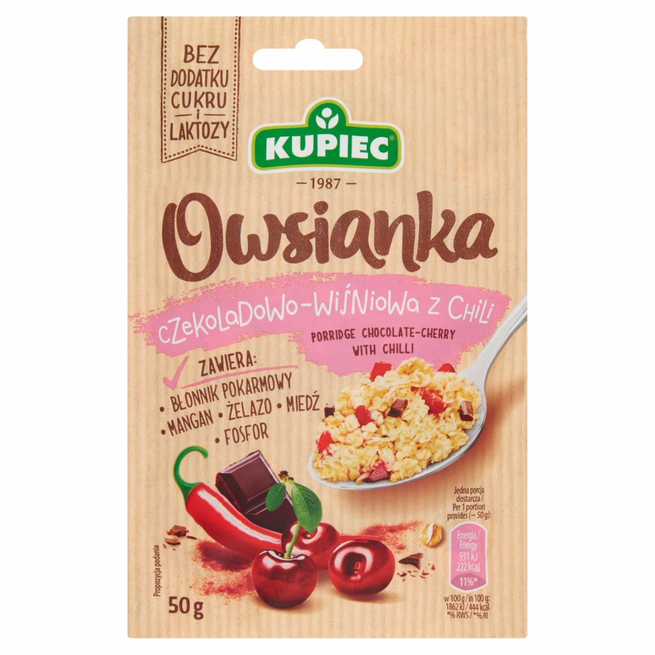 Zdjęcia - Kupiec Owsianka czekoladowo-wiśniowa z chili 50 g