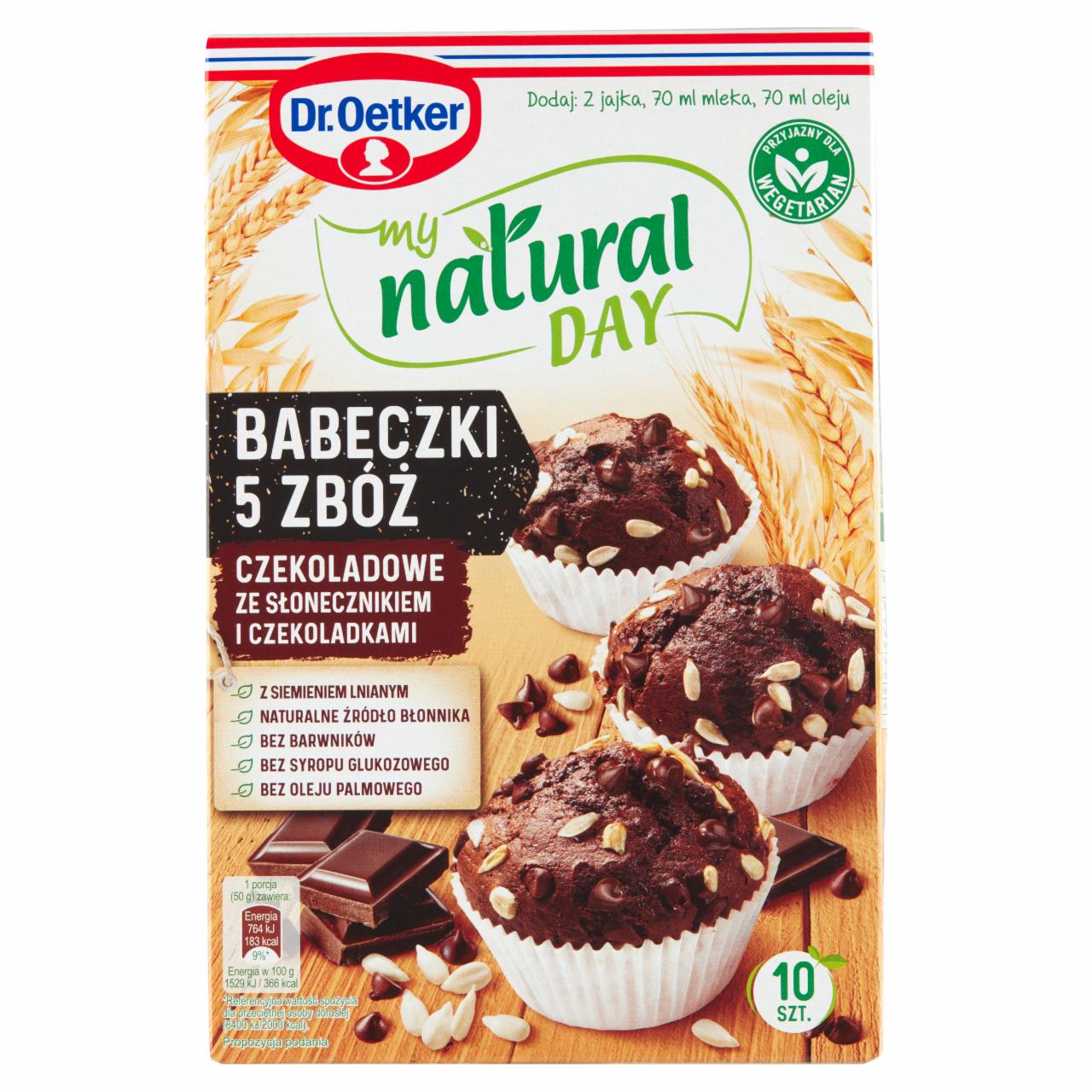 Zdjęcia - Dr. Oetker My Natural Day Babeczki 5 zbóż czekoladowe ze słonecznikiem i czekoladkami 263 g