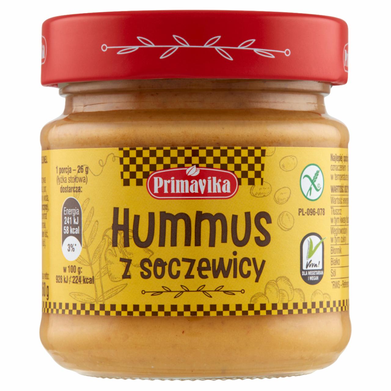 Zdjęcia - Primavika Hummus z soczewicy 160 g