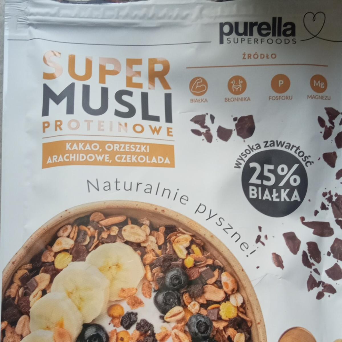 Zdjęcia - Super musli proteinowe kakao, orzeszki arachidowe, czekolada Purella Superfoods