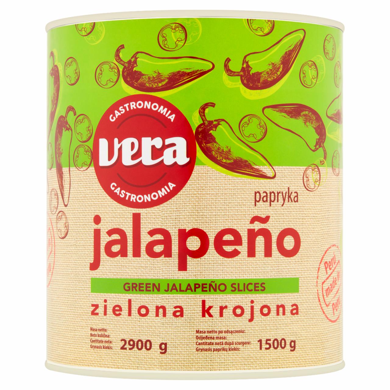 Zdjęcia - Vera Gastronomia Papryka zielona krojona Jalapeño w zalewie 2900 g