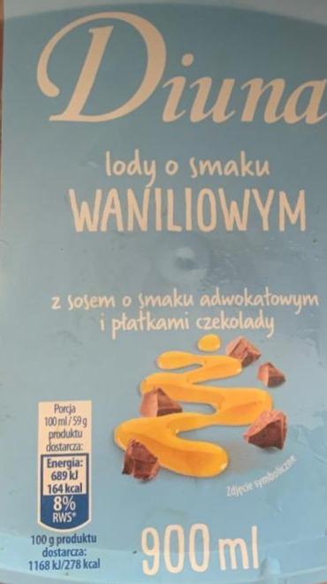 Zdjęcia - Lody waniliowe z sosem o smaku adwokatowyn i płatkami czekolady Diuna