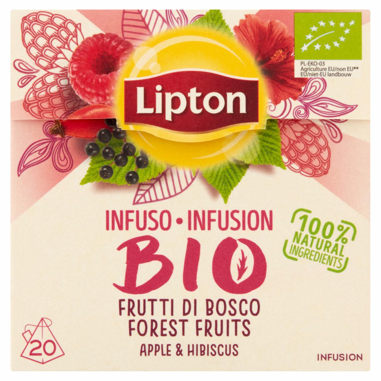 Zdjęcia - Lipton Bio Organiczna herbatka owocowa o smaku owoców leśnych 40 g (20 torebek)