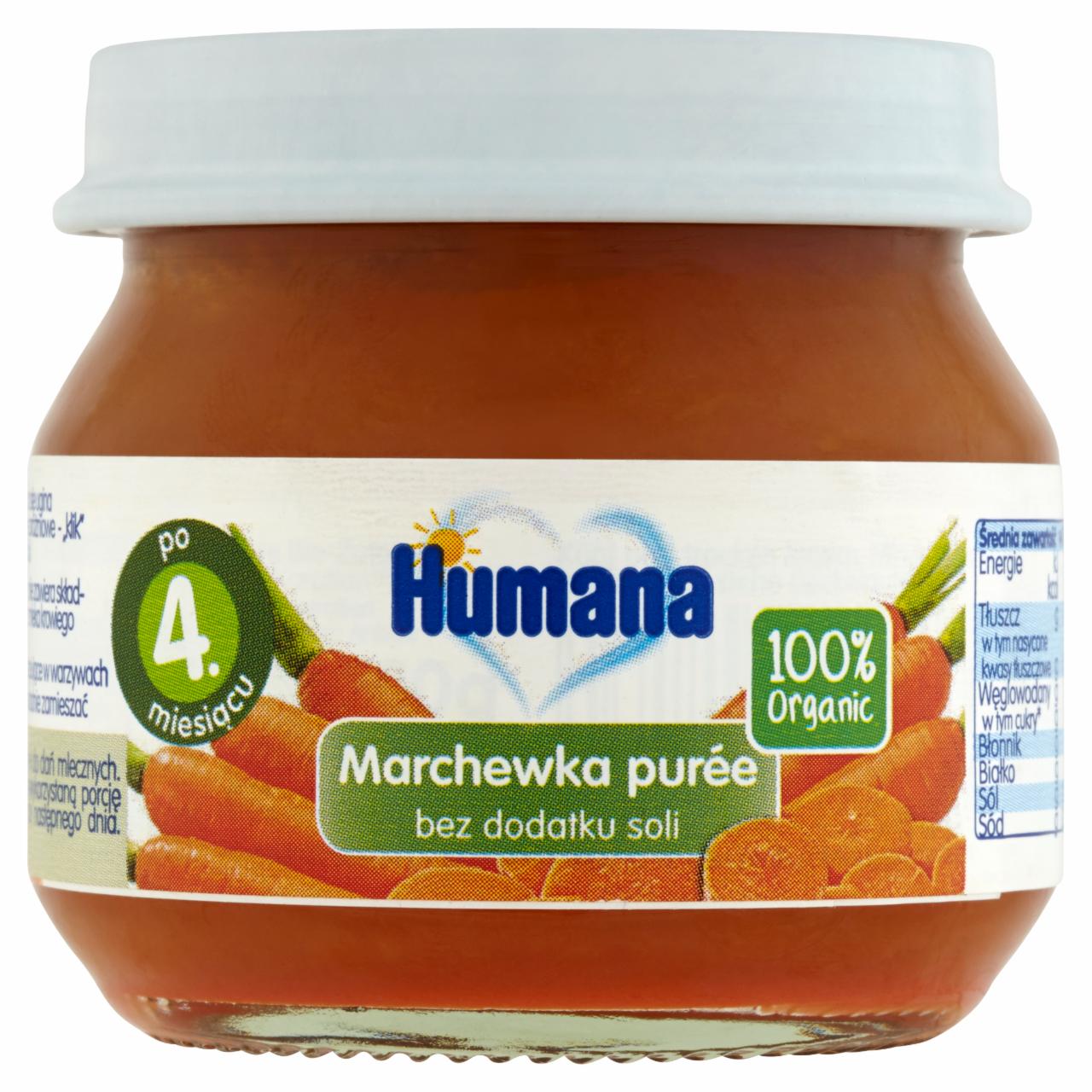 Zdjęcia - Humana 100% Organic Marchewka purée po 4. miesiącu 80 g