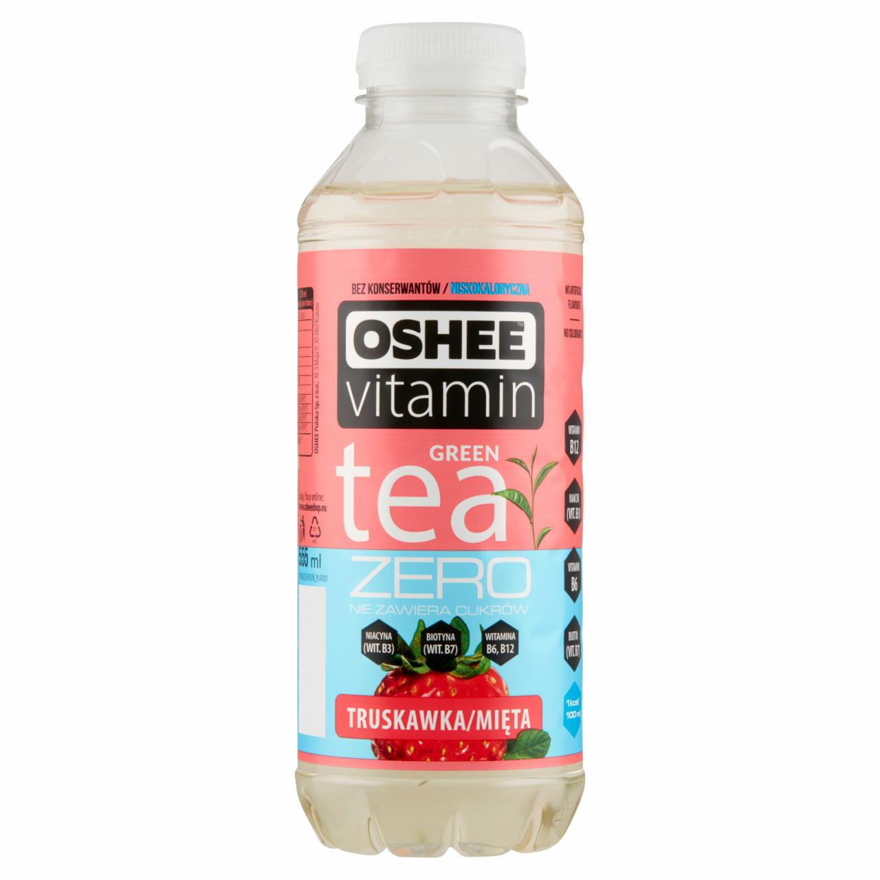 Zdjęcia - Oshee Vitamin Green Tea Zero Niegazowany napój herbaciany o smaku truskawka-mięta 555 ml