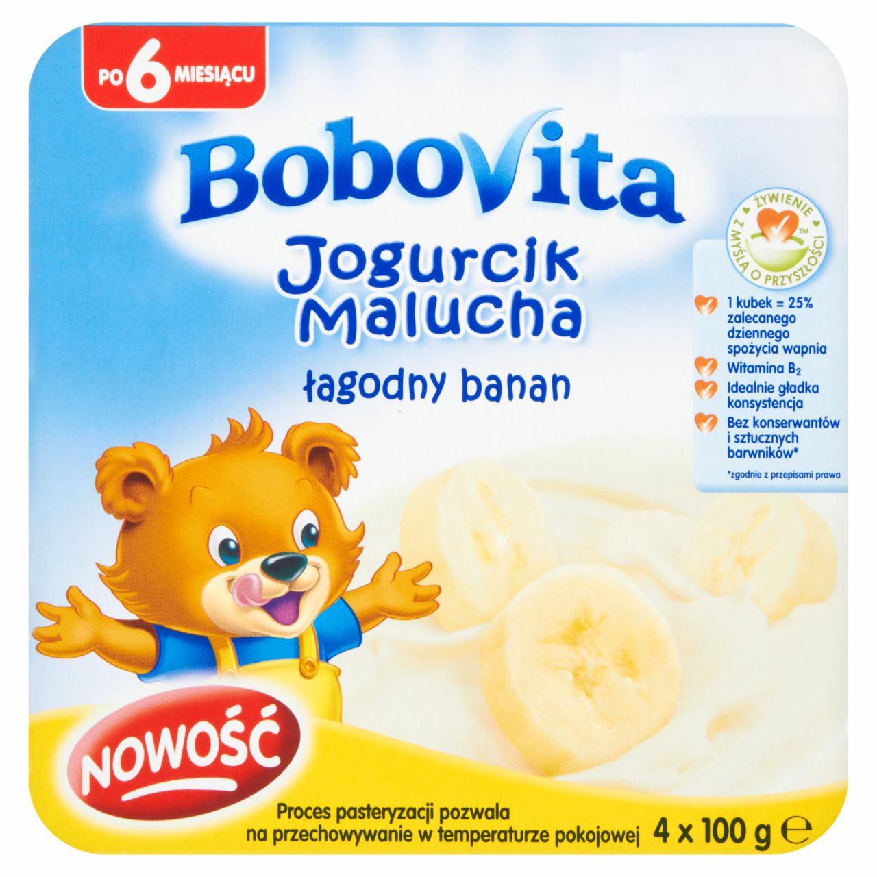 Zdjęcia - BoboVita Jogurcik Malucha łagodny banan po 6 miesiącu 4 x 100 g