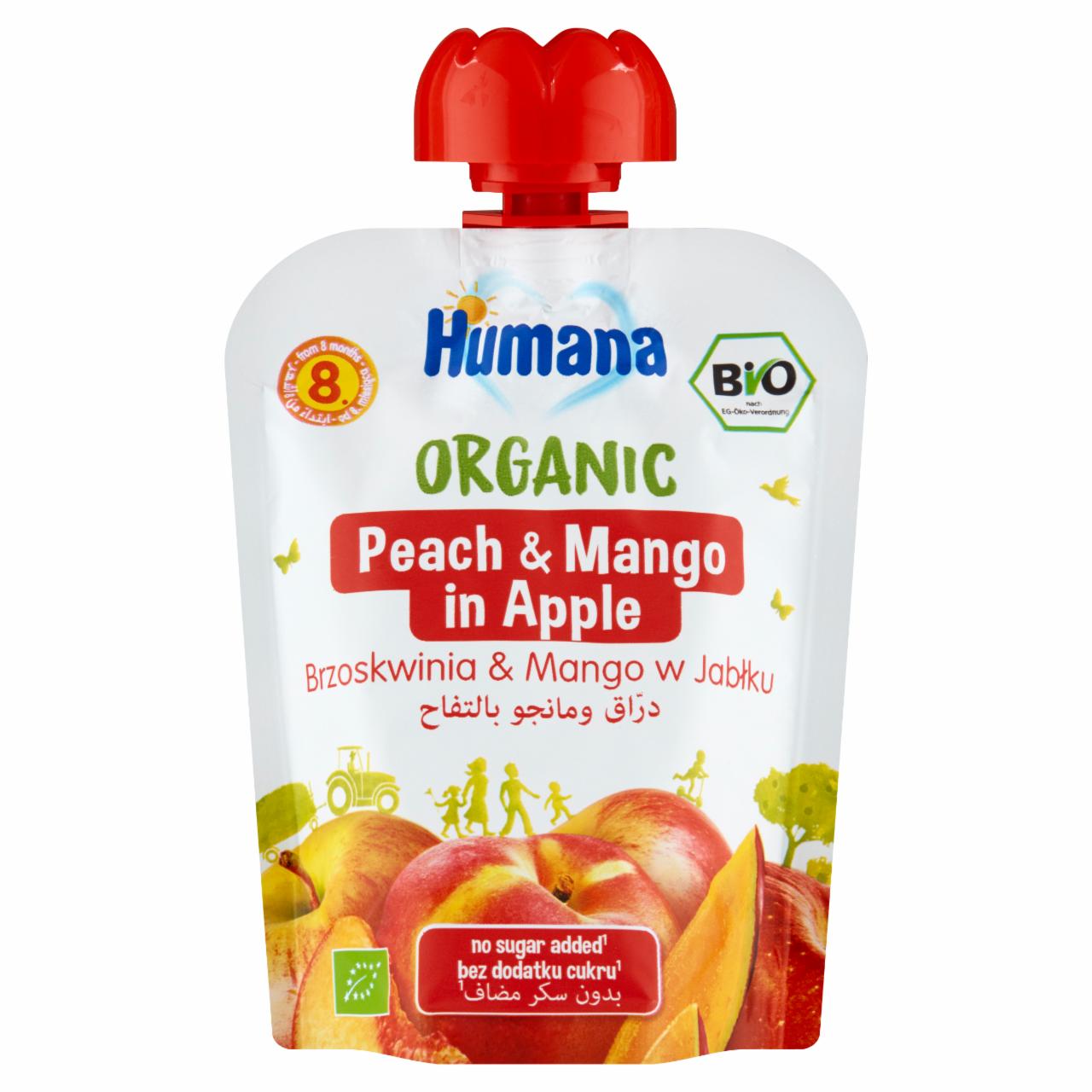 Zdjęcia - Humana Organic Mus brzoskwinia & mango w jabłku po 8. miesiącu 90 g