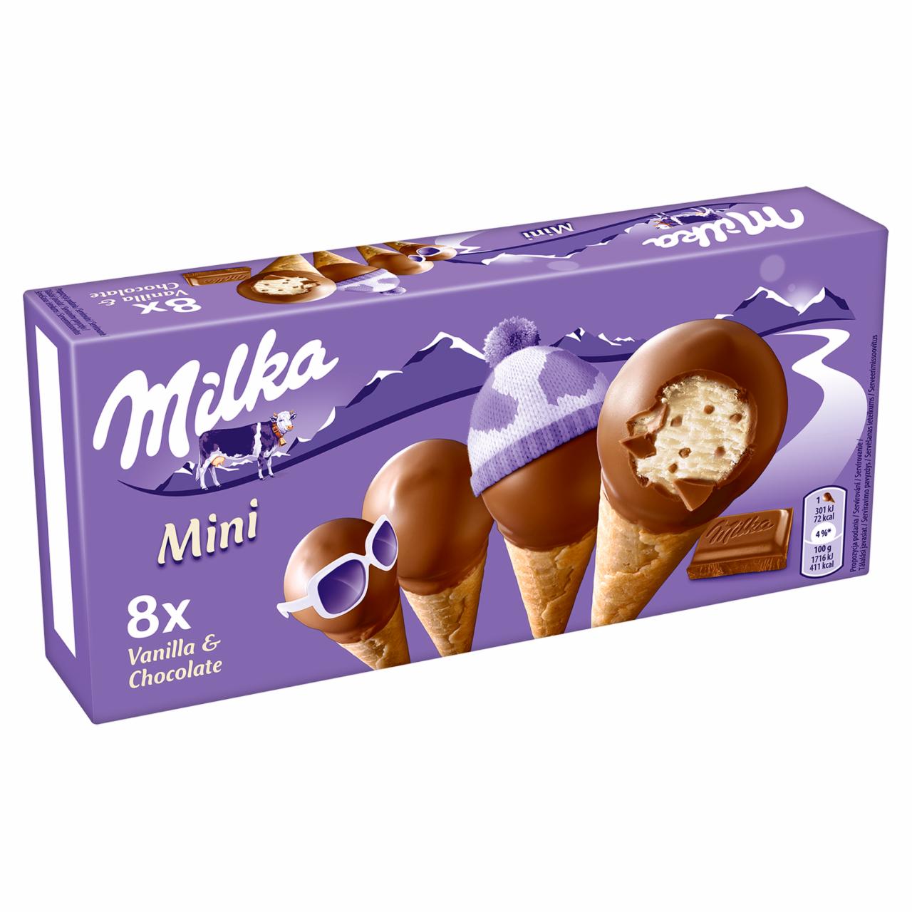 Zdjęcia - Milka Mini rożki waflowe wypełnione lodami o smaku waniliowym 200 ml (8 x 25 ml)