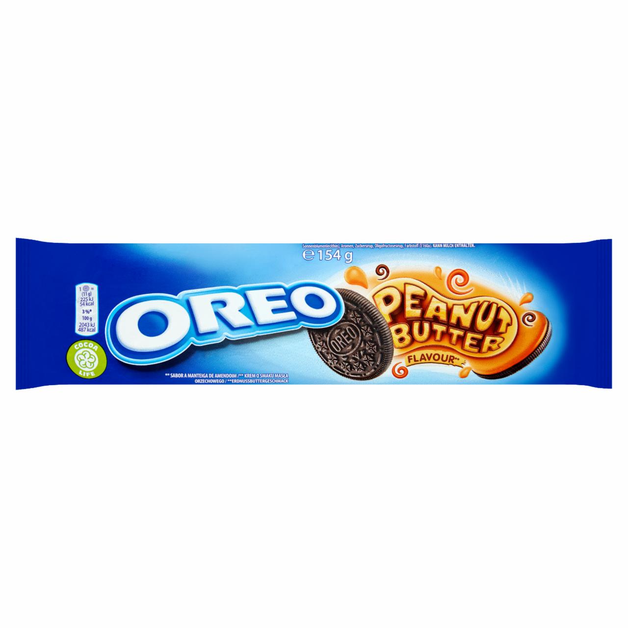 Zdjęcia - Oreo Ciastka kakaowe z nadzieniem o smaku masła orzechowego 154 g