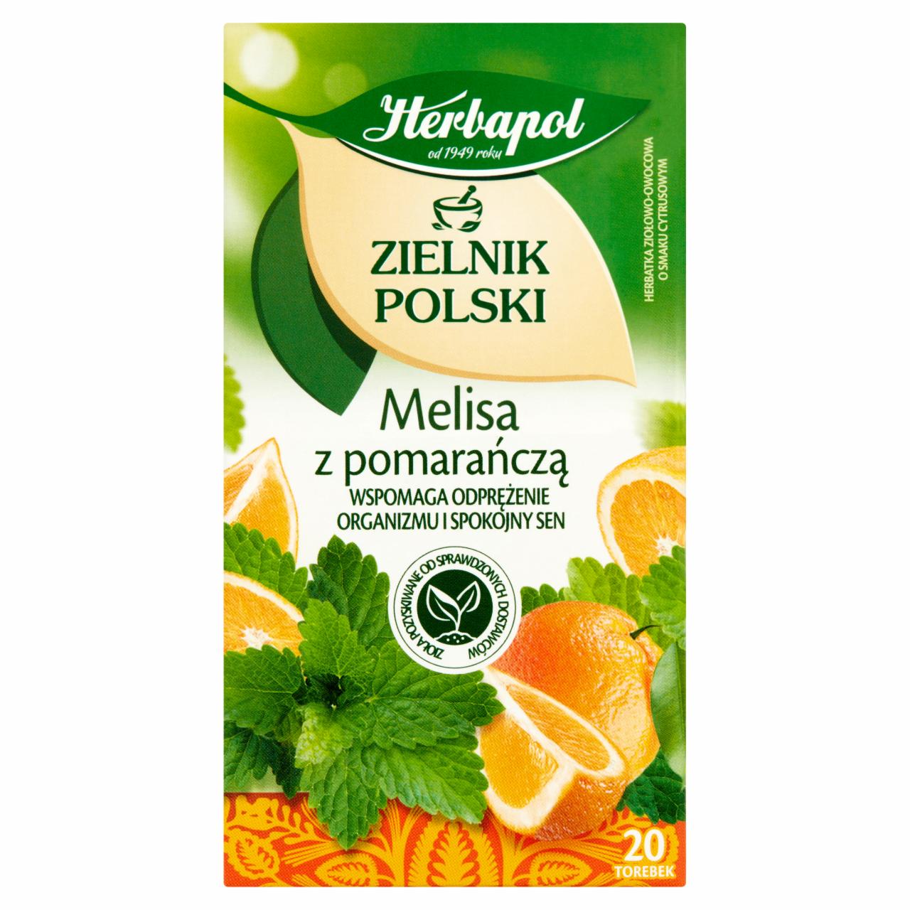 Zdjęcia - Zielnik Polski Herbatka ziołowo-owocowa melisa z pomarańczą 35 g (20 x 1,75 g) Herbapol