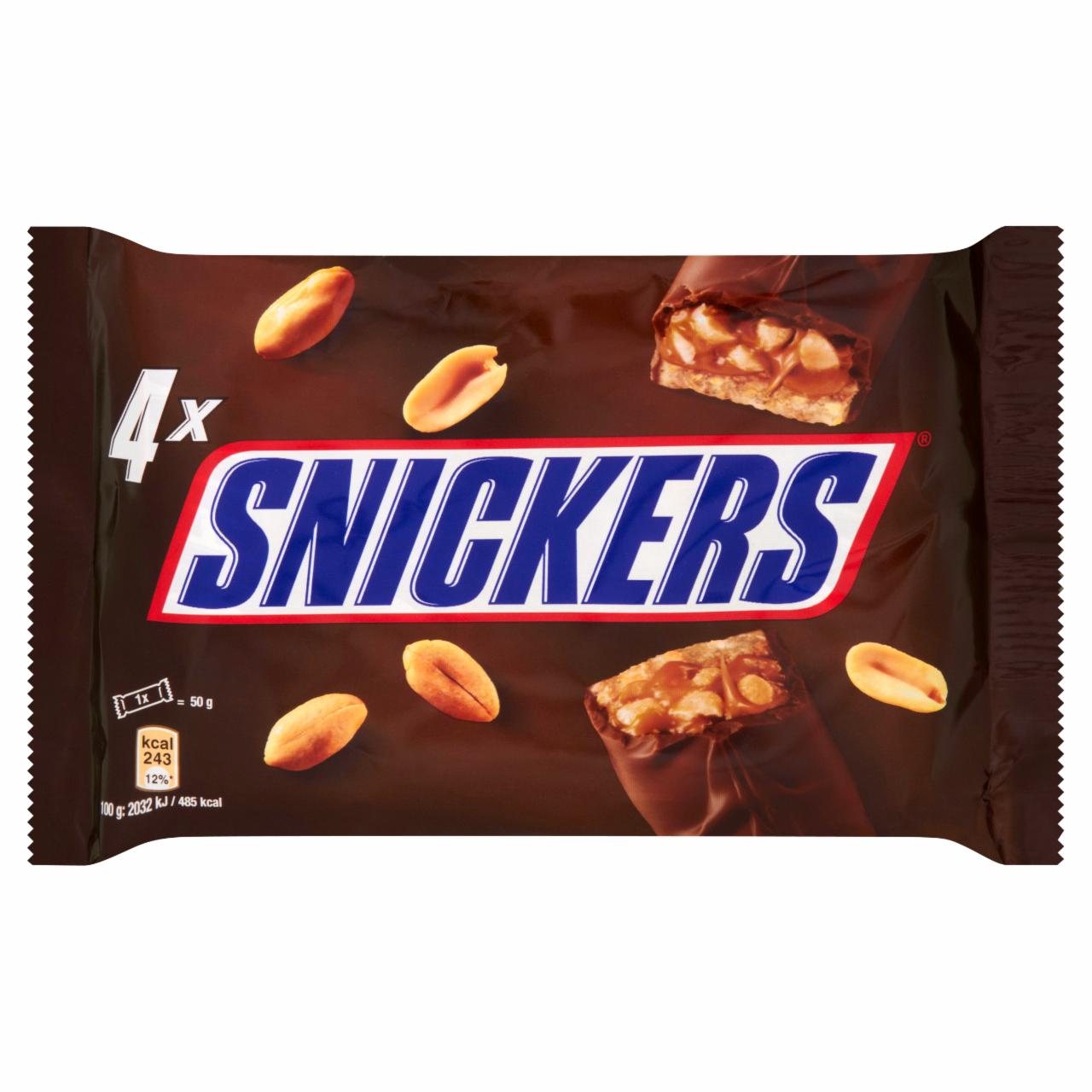 Zdjęcia - Snickers Baton z nugatowym nadzieniem i orzeszkami ziemnymi w karmelu i czekoladzie 200 g (4 sztuki)