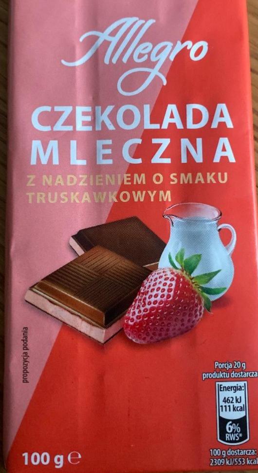 Zdjęcia - Czekolada mleczna z nadzieniem o smaku truskawkowym Allegro