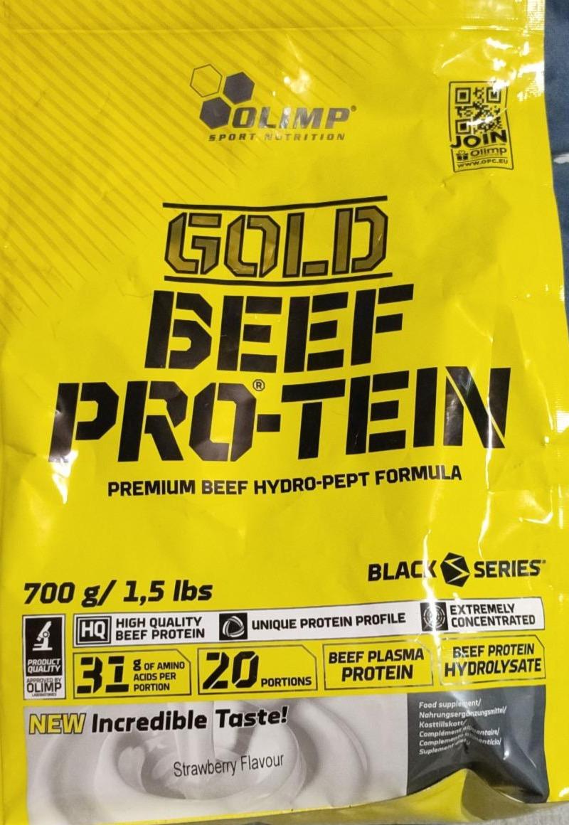 Zdjęcia - Gold Beef Pro-tein strawberry flavour Olimp