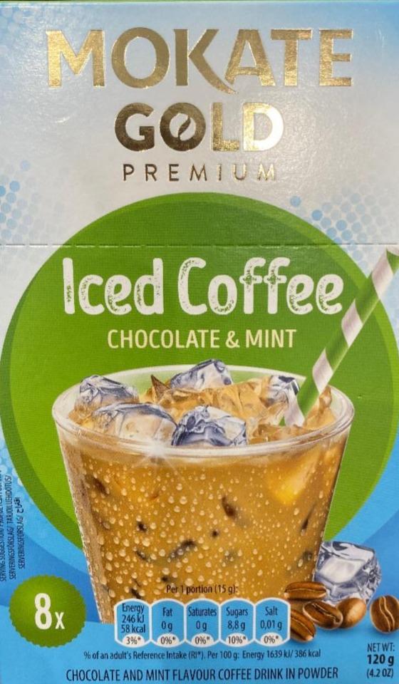 Zdjęcia - Mokate Gold Premium Iced Coffee Napój kawowy w proszku o smaku czekolady i mięty 120 g (8 x 15 g)