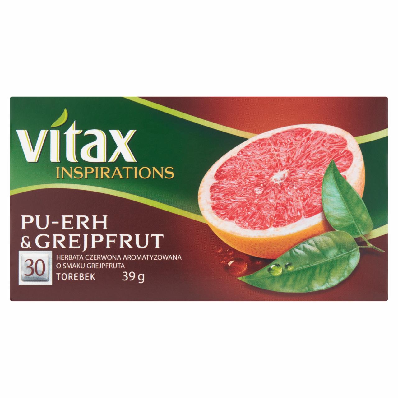 Zdjęcia - Vitax Inspirations Herbata czerwona aromatyzowana Pu-erh & grejpfrut 39 g (30 x 1,3 g)