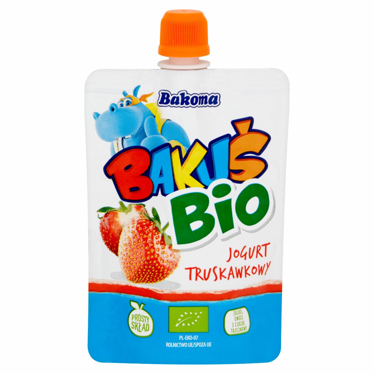 Zdjęcia - Bakoma Bakuś BIO Jogurt truskawkowy 80 g