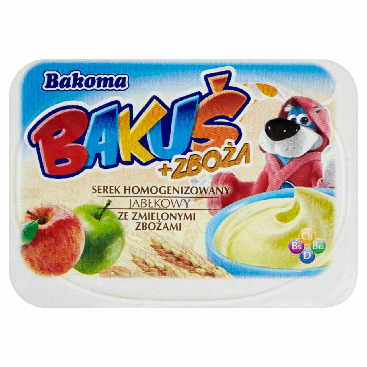 Zdjęcia - Bakoma Bakuś + Zboża Serek homogenizowany jabłkowy ze zmielonymi zbożami 125 g