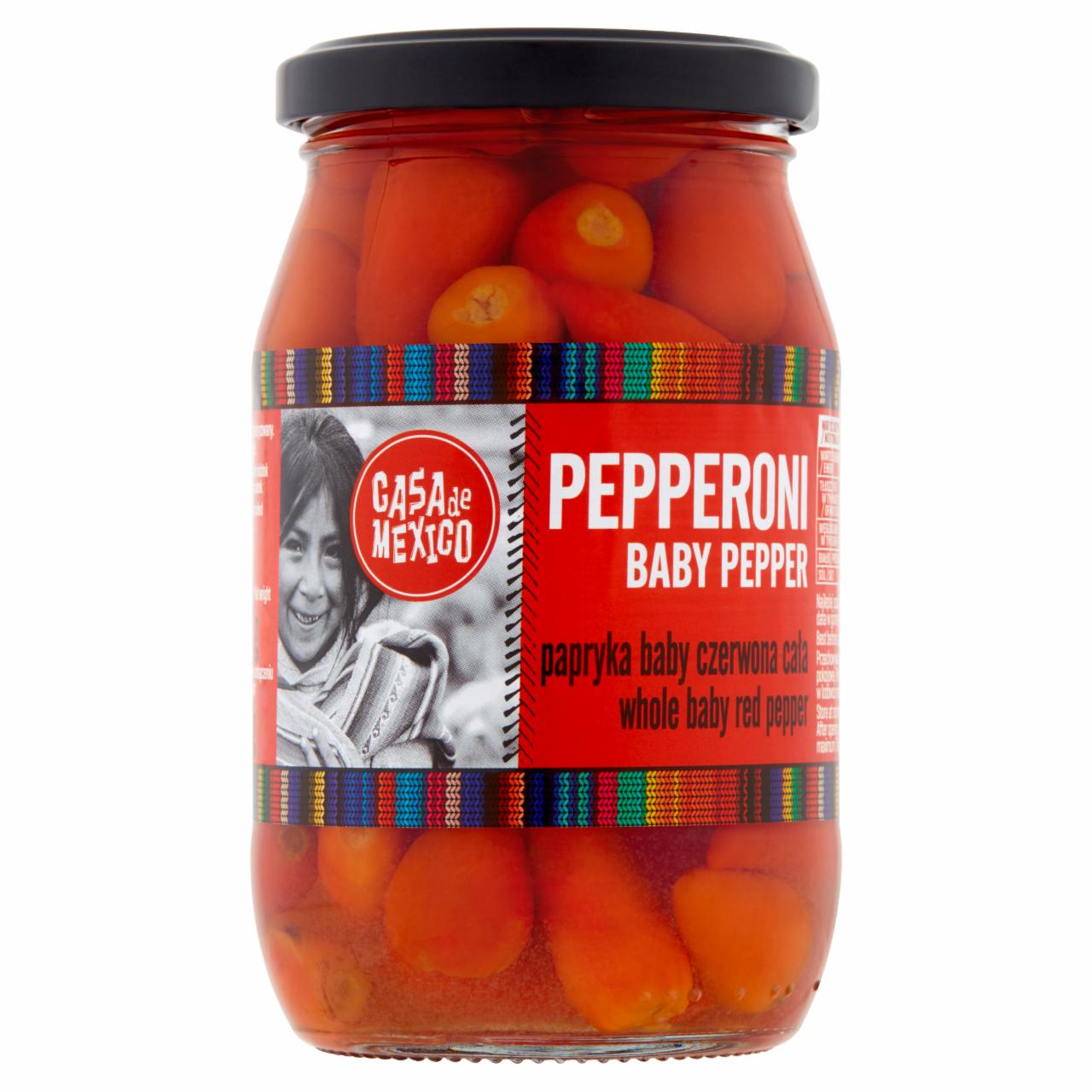 Zdjęcia - Papryka Pepperoni baby czerwona cała 325 g Casa de Mexico