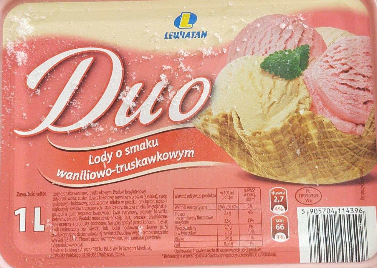 Zdjęcia - lody duo o smaku waniliowo truskawkowym Lewiatan