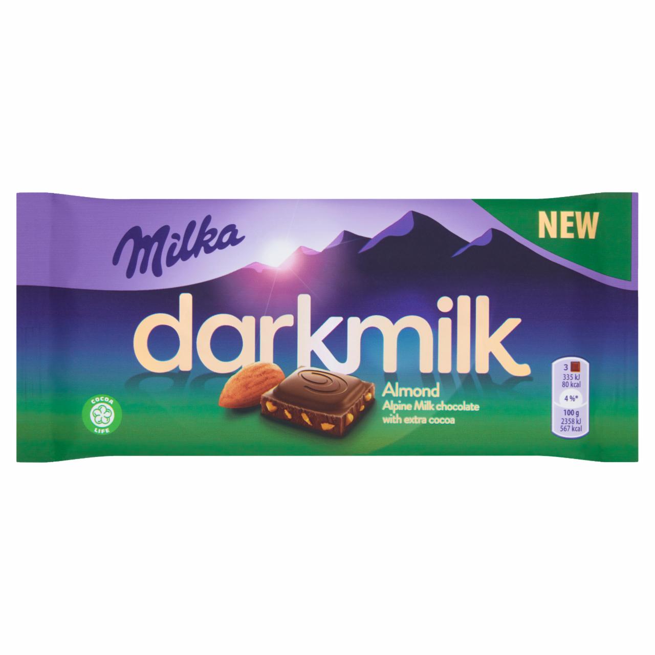 Zdjęcia - Milka Darkmilk Czekolada mleczna Almond 85 g