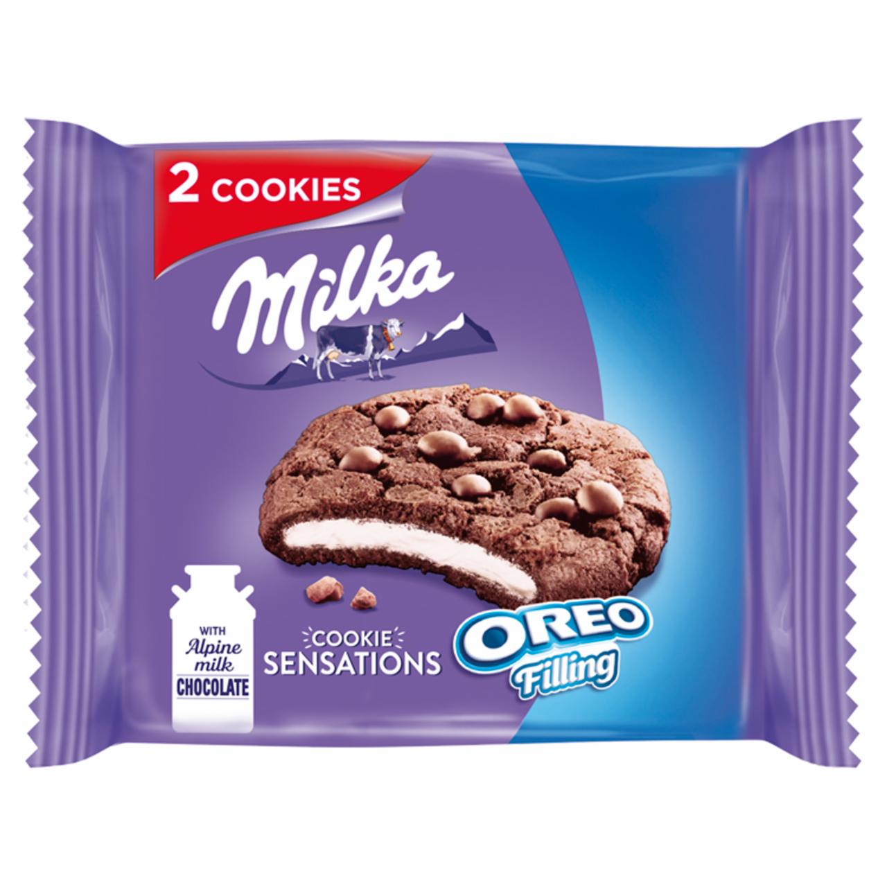Zdjęcia - Milka Sensations Cookies Ciastka kakaowe z kawałkami czekolady i nadzieniem o smaku waniliowym 52 g