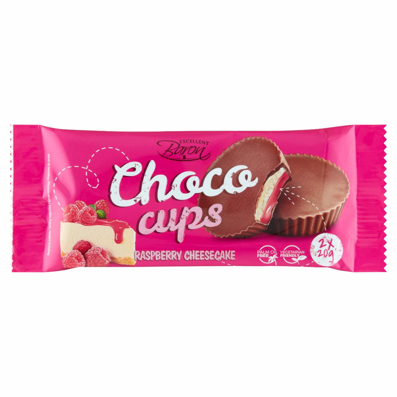 Zdjęcia - Excellent Baron Choco Cups Czekolada z nadzieniem sernikowym i nadzieniem malinowym 40 g (2 x 20 g)