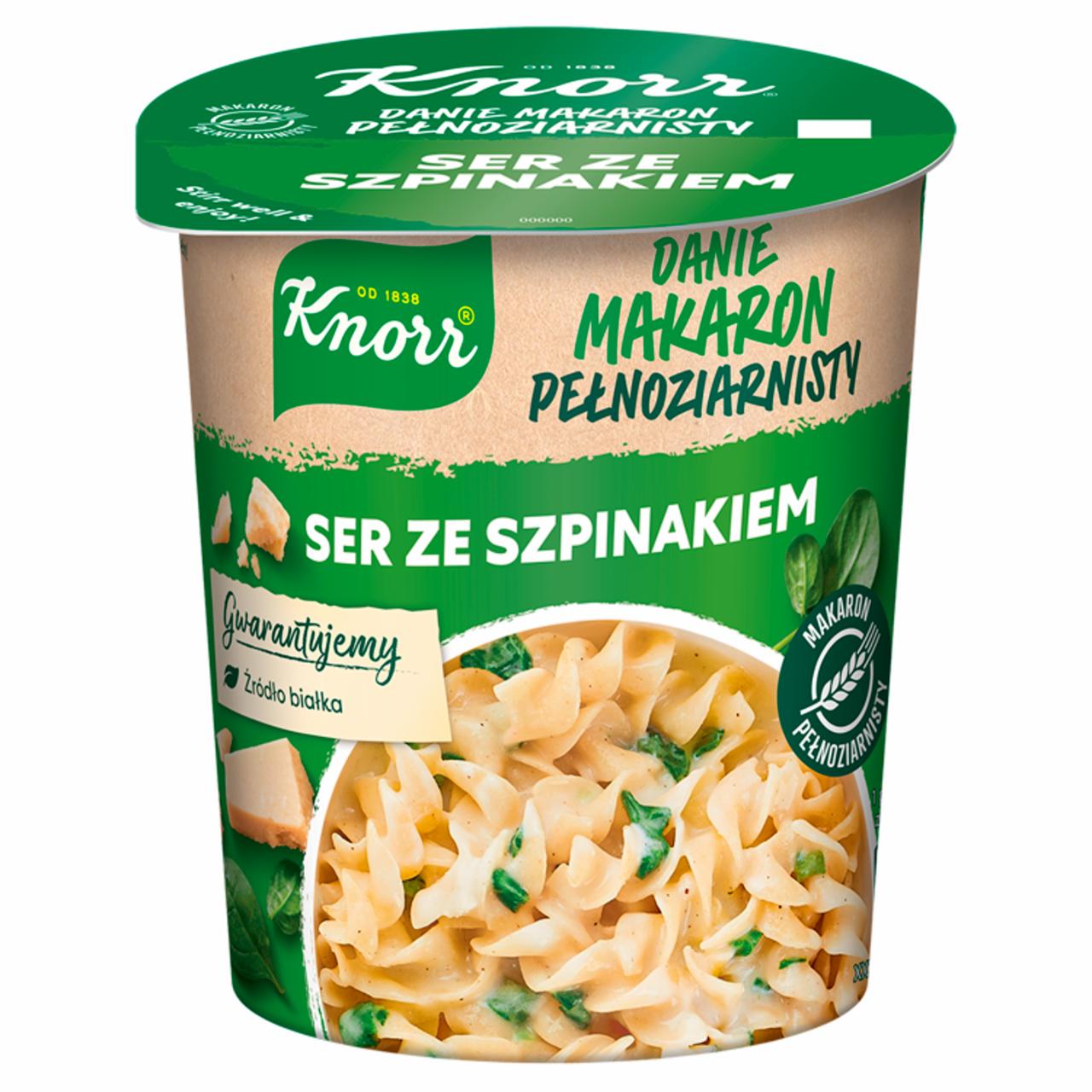 Zdjęcia - Knorr Danie makaron pełnoziarnisty ser ze szpinakiem 60 g